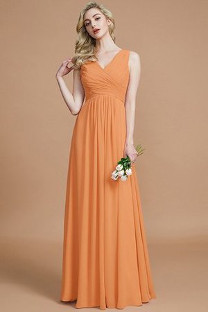 A-Line Prinzessin Chiffon Bodenlanges Brautjungfernkleid mit Reißverschluss - Bild 25