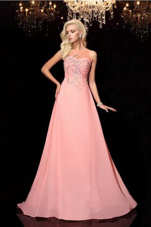 Prinzessin Perlenbesetztes Sittsames Bodenlanges Abendkleid aus Chiffon - Bild 3