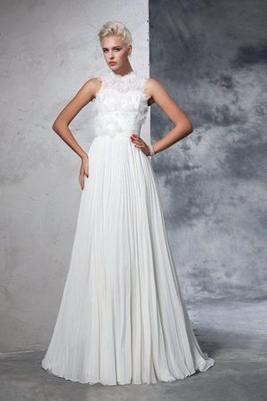 Prinzessin Hoher Kragen A-Linie Brautkleid mit Empire Taille mit Plissierungen