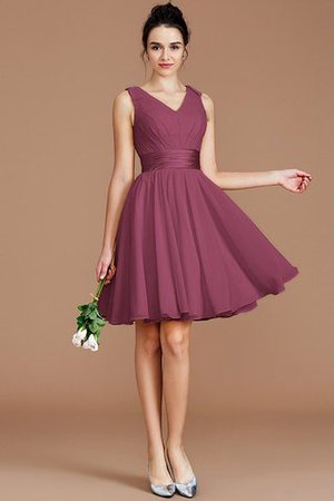 A linie Chiffon Mini Brautjungfernkleid mit Schleife mit Gürtel - Bild 9