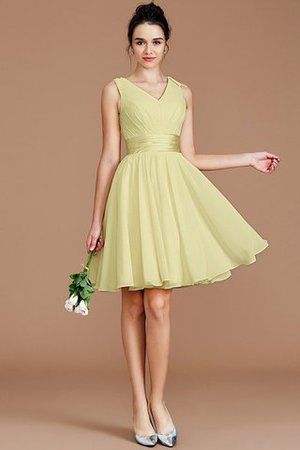 A linie Chiffon Mini Brautjungfernkleid mit Schleife mit Gürtel - Bild 12