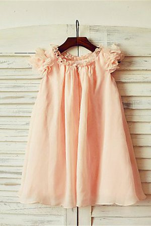 Prinzessin Chiffon Kurze Ärmeln Wadenlanges Blumenmädchenkleid mit Empire Taille - Bild 1