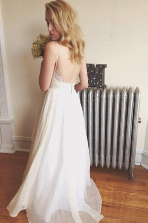 Ärmelloses Bodenlanges Sexy Brautkleid mit Applike mit V-Ausschnitt
