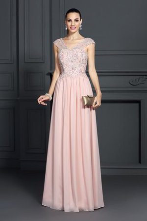 Spaghetti Träger Ärmelloses A-Linie Chiffon Ballkleid mit Applike
