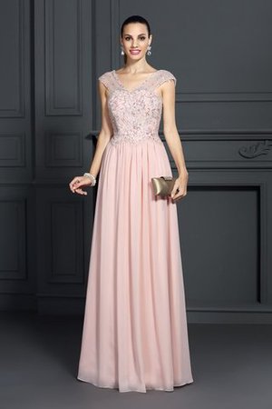 Spaghetti Träger Ärmelloses A-Linie Chiffon Ballkleid mit Applike - Bild 1