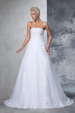 Trägerlos Duchesse-Linie Sittsames Brautkleid mit Gericht Schleppe mit Applikation - Bild 3
