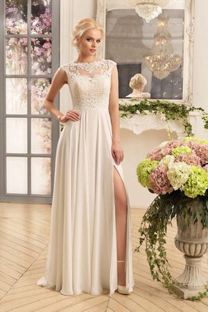 Enganliegendes Chiffon Bodenlanges Brautkleid mit Applike mit Gekappten Ärmeln - Bild 1