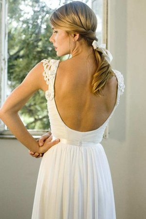 V-Ausschnitt Spitze Schlichtes Brautkleid mit Gekappten Ärmeln mit Plissierungen - Bild 2