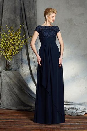 Bateau Kurze Ärmeln Normale Taille Chiffon Bodenlanges Brautmutterkleid - Bild 3