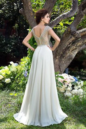 Sweep Train Reißverschluss Empire Taille Chiffon Abendkleid mit kurzen Ärmeln - Bild 2