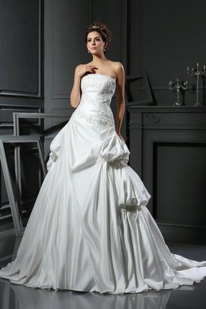 Empire Taille Duchesse-Linie Satin Brautkleid mit Rücken Schnürung mit Applikation - Bild 1