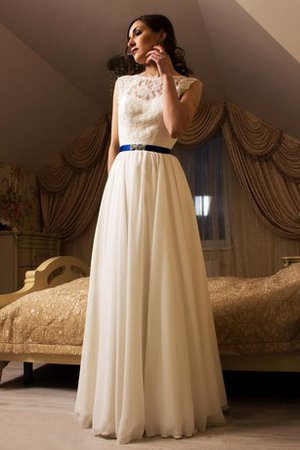 A-Line Ärmellos Tiefer V-Ausschnitt Brautkleid mit Bordüre mit Gürtel - Bild 1