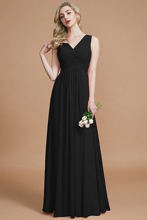 A-Line Prinzessin Chiffon Bodenlanges Brautjungfernkleid mit Reißverschluss - Bild 7