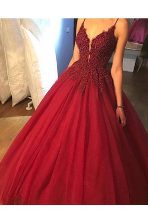 Zeitloses Spaghetti Träger Organza Ballkleid mit Bordüre mit Stickerei - Bild 1