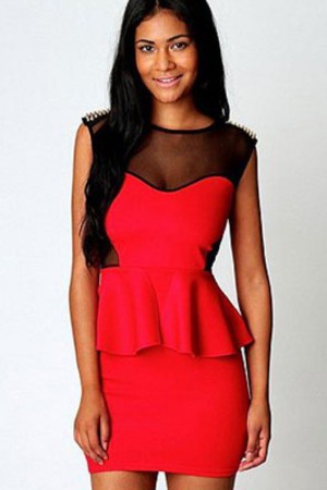 Elasthan Juwel Elegant Damen Ausschnitt Bodycon Polyester Club Kleider