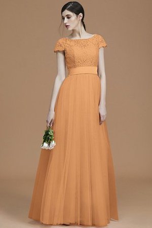 Tüll Prinzessin A-Linie Bodenlanges Brautjungfernkleid mit Schleife - Bild 25
