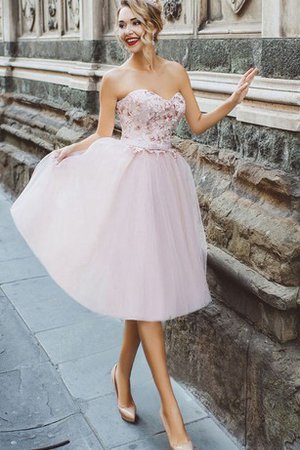 Tüll Ärmelloses Sexy Abiballkleid mit Rücken Schnürung mit Applike - Bild 1