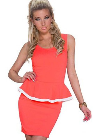 Zurück ärmellos Orange Kleid Scoop Peplum Club Kleider