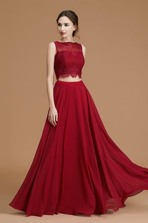 Chiffon Bateau Prinzessin Ärmellos A-Line Hohe qualität Brautjungfernkleid mit Bordüre - Bild 5