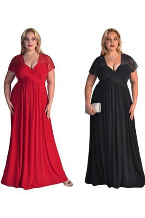 Normale Taille Chiffon Kurze Ärmeln Auffallend A Linie Prinzessin Bodenlanges Abendkleid