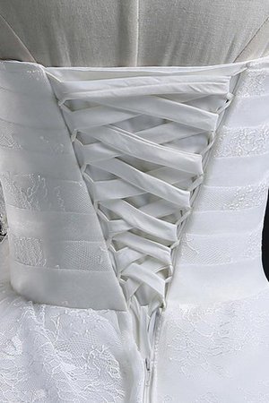 Plissiertes Bodenlanges Schlichtes Brautkleid mit Rücken Schnürung mit Herz-Ausschnitt - Bild 2