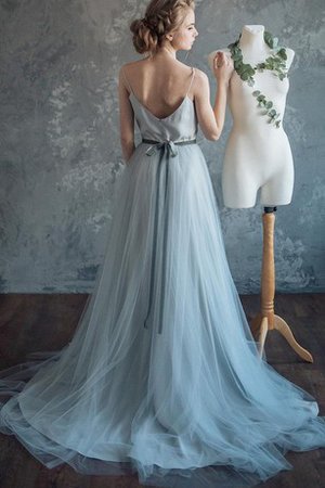 Tüll A-Line Ärmelloses Brautjungfernkleid mit Gericht Schleppe mit Schleife - Bild 2