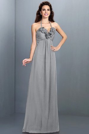 A-Linie Nackenband Normale Taille Bodenlanges Brautjungfernkleid aus Chiffon - Bild 26