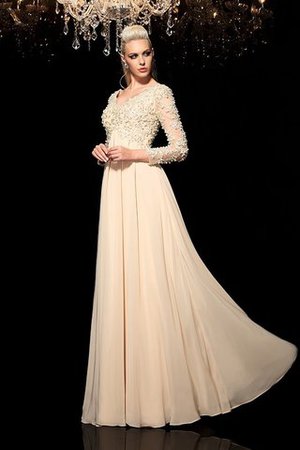 A-Line Prinzessin Bodenlanges Anständiges Abendkleid mit Langen Ärmeln - Bild 3