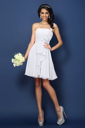 Ein Schulterfreies Trägerlos Mini Brautjungfernkleid aus Chiffon mit Blume - Bild 28