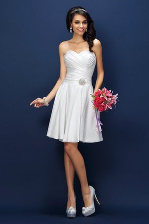 Prinzessin Taft Mini Brautjungfernkleid mit Drapierung ohne Ärmeln - Bild 1