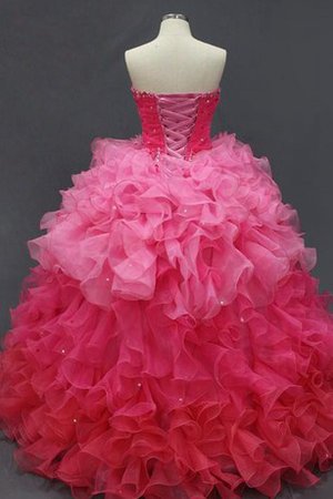 Reißverschluss Organza Sittsames Partykleid mit Rüschen aus Spitze - Bild 2