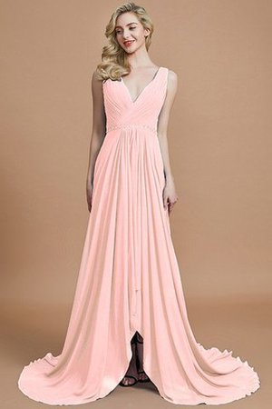 V-Ausschnitt Natürliche Taile Chiffon A-Linie Ärmelloses Brautjungfernkleid - Bild 26