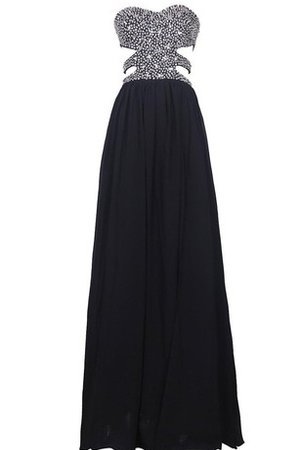 A Linie Perlenbesetztes Natürliche Taile Herz-Ausschnitt Abschlusskleid aus Chiffon - Bild 1