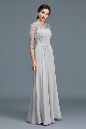 A-Line Schaufel-Ausschnitt Bodenlanges Brautmutterkleid aus Chiffon mit Rüschen - Bild 4