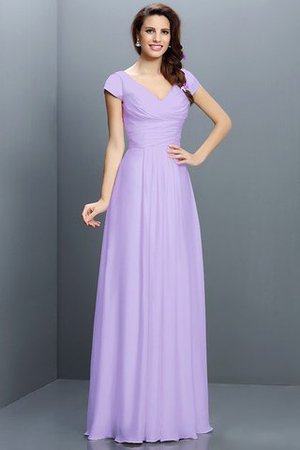 Reißverschluss Kurze Ärmeln Plissiertes Prinzessin Brautjungfernkleid aus Chiffon - Bild 19