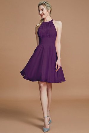 Ärmelloses Normale Taille Schaufel-Ausschnitt a linie Chiffon Brautjungfernkleid - Bild 17