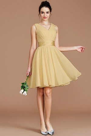 A linie Chiffon Mini Brautjungfernkleid mit Schleife mit Gürtel - Bild 16