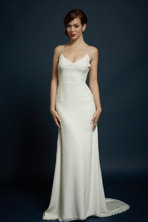 Rückenfreies Elastischer Satin Luxus Brautkleid ohne Ärmeln mit Spaghettiträger - Bild 2