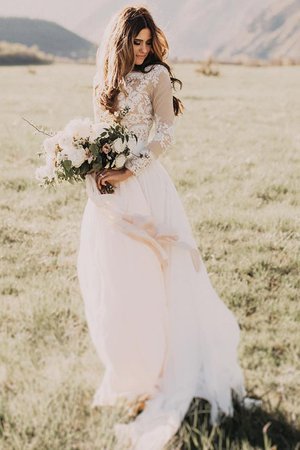 Prinzessin Funkelnd A-Line Langärmeliges Brautkleid aus Tüll mit Applike - Bild 2