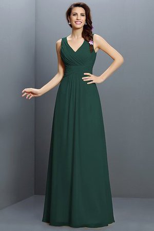 Prinzessin Chiffon V-Ausschnitt Ärmelloses Brautjungfernkleid mit Reißverschluss - Bild 9