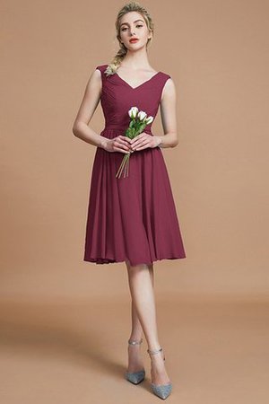 A linie Normale Taille Mini Brautjungfernkleid aus Chiffon mit V-Ausschnitt - Bild 10