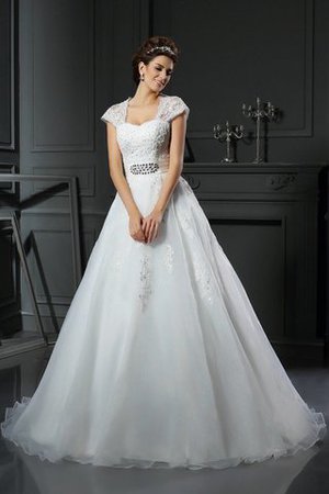 Quadrat Ausschnitt Ärmelloses Duchesse-Linie Sittsames Brautkleid aus Organza - Bild 1