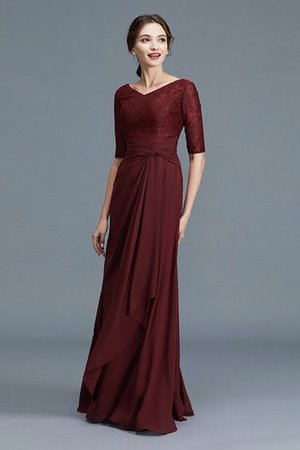 Normale Taille V-Ausschnitt Ärmellos Brautmutterkleid aus Chiffon mit Rüschen - Bild 4