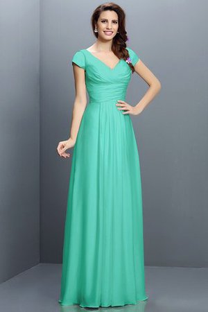 Reißverschluss Kurze Ärmeln Plissiertes Prinzessin Brautjungfernkleid aus Chiffon - Bild 15