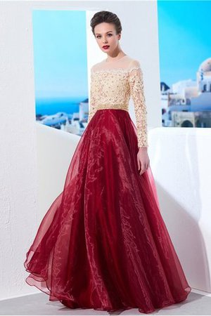 Organza A Linie Prinzessin Ballkleid mit Applikation mit Langen Ärmeln - Bild 3