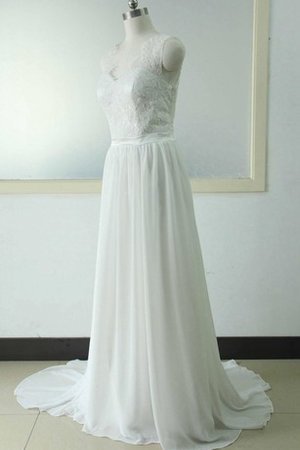 Strand Chiffon Reißverschluss Bodenlanges Brautkleid mit V-Ausschnitt - Bild 1