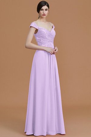 Prinzessin Chiffon Bodenlanges Brautjungfernkleid mit V-Ausschnitt mit Bordüre - Bild 25