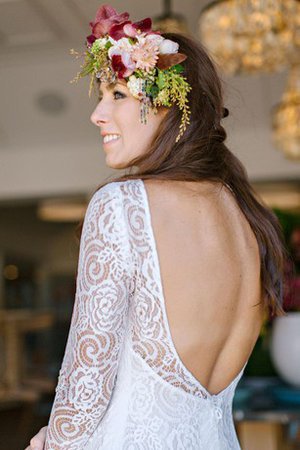 Meerjungfrau Juwel Ausschnitt Bodenlanges Konservatives Brautkleid mit Sweep Zug - Bild 2