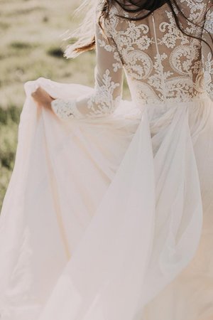 Prinzessin Funkelnd A-Line Langärmeliges Brautkleid aus Tüll mit Applike - Bild 4