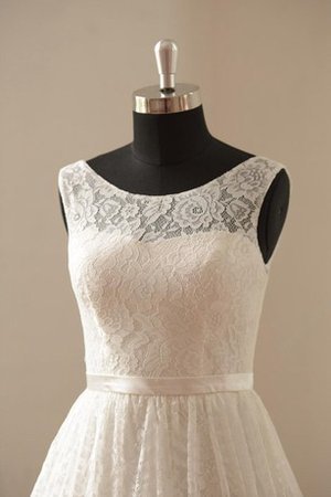 A-Line Schaufel-Ausschnitt Ärmellos Brautkleid mit Bordüre mit Gürtel - Bild 2